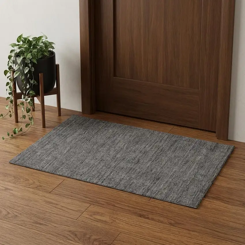 Gray and Black Hand Woven Area Rug Photo 1