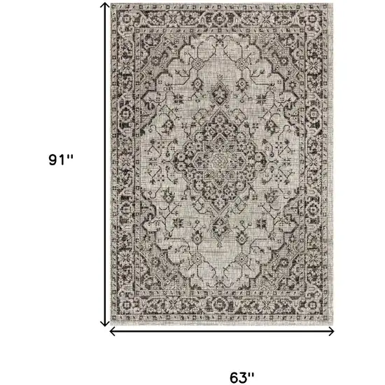 Gray And Black Medallion Indoor Outdoor Area Rug Photo 4