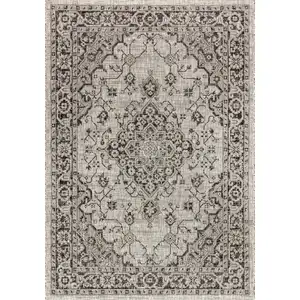 Photo of Gray And Black Medallion Indoor Outdoor Area Rug