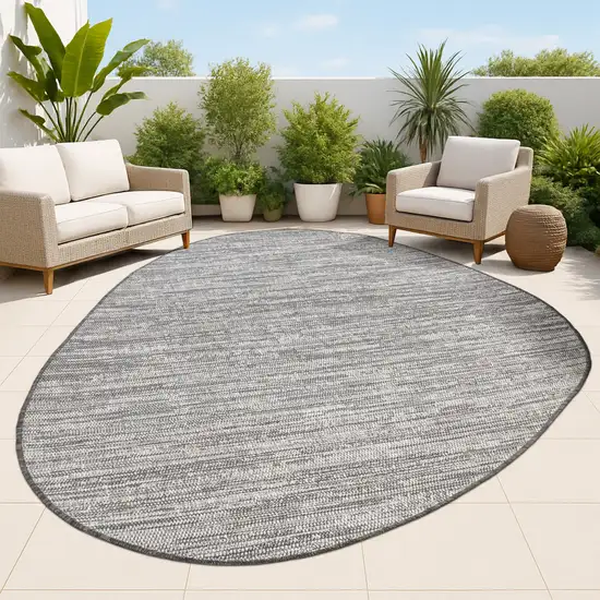 Gray And Black Medallion Indoor Outdoor Area Rug Photo 4