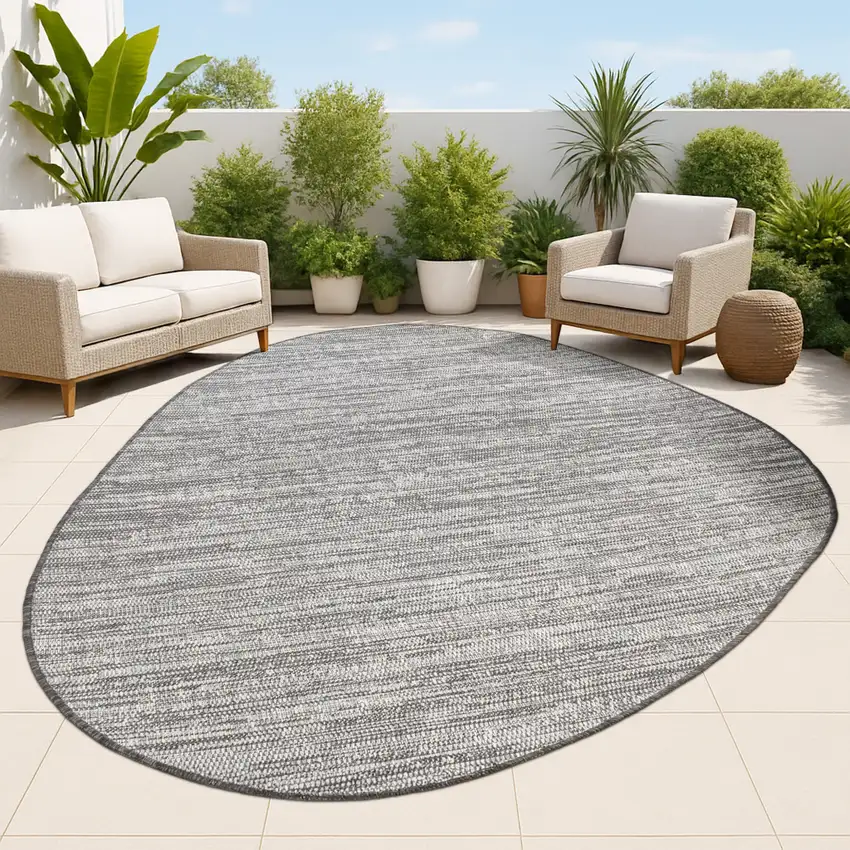 Gray And Black Medallion Indoor Outdoor Area Rug Photo 4