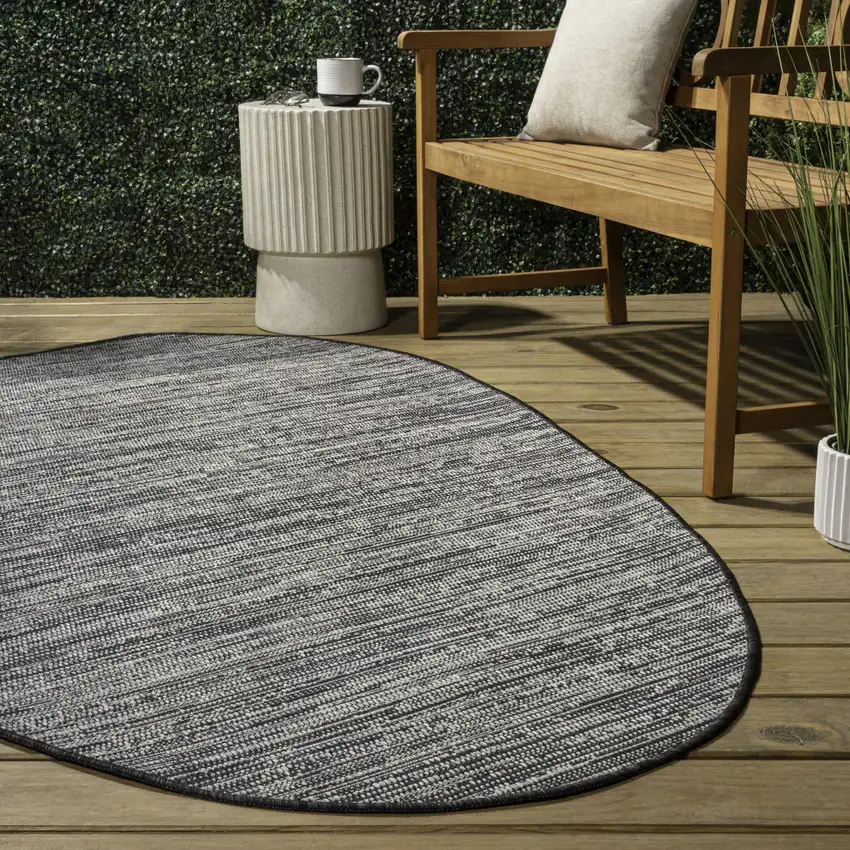 Gray And Black Medallion Indoor Outdoor Area Rug Photo 7