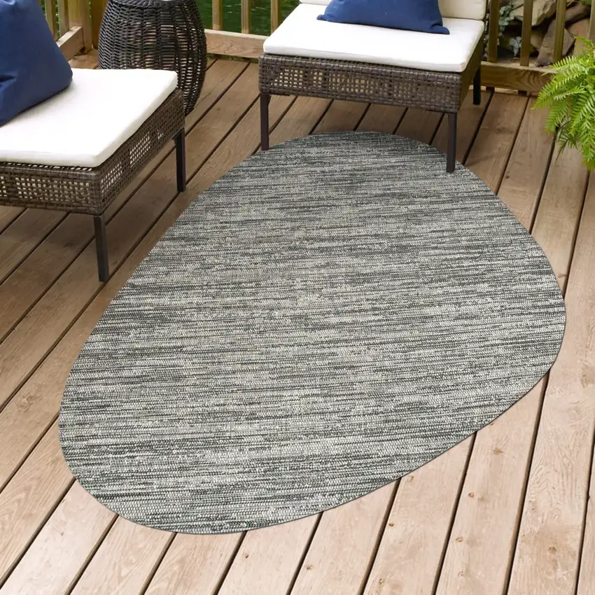 Gray And Black Medallion Indoor Outdoor Area Rug Photo 9