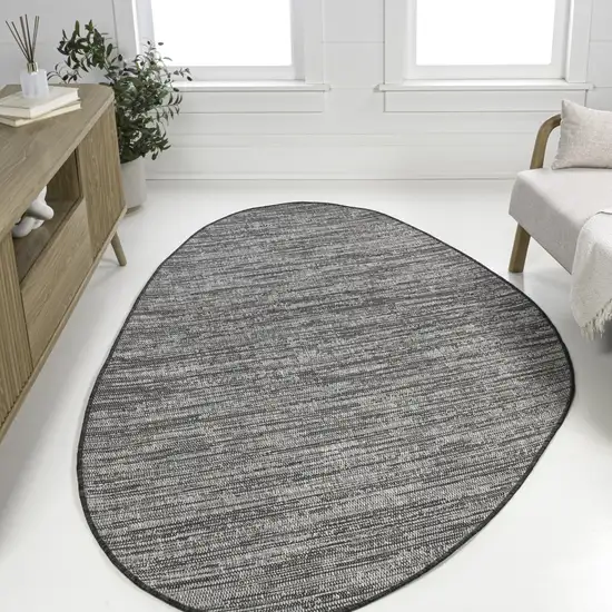 Gray And Black Medallion Indoor Outdoor Area Rug Photo 5