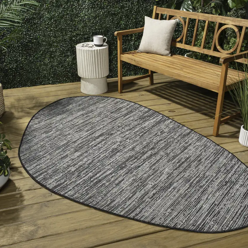 Gray And Black Medallion Indoor Outdoor Area Rug Photo 8
