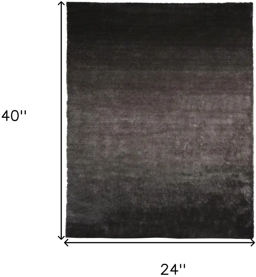 Gray And Black Shag Tufted Handmade Area Rug Photo 7