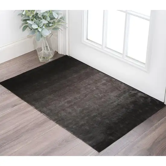 Gray And Black Shag Tufted Handmade Area Rug Photo 1