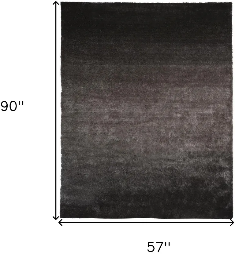 Gray And Black Shag Tufted Handmade Area Rug Photo 3