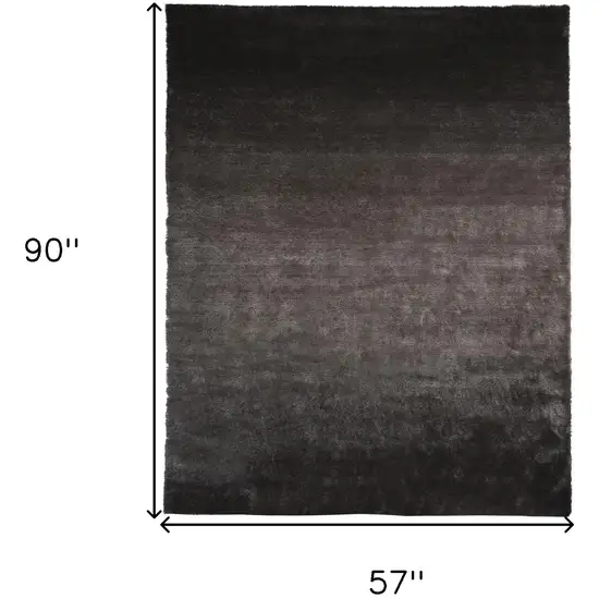 Gray And Black Shag Tufted Handmade Area Rug Photo 3