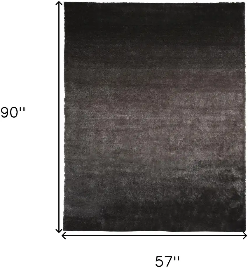 Gray And Black Shag Tufted Handmade Area Rug Photo 3