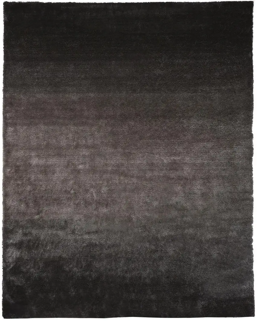 Gray And Black Shag Tufted Handmade Area Rug Photo 5