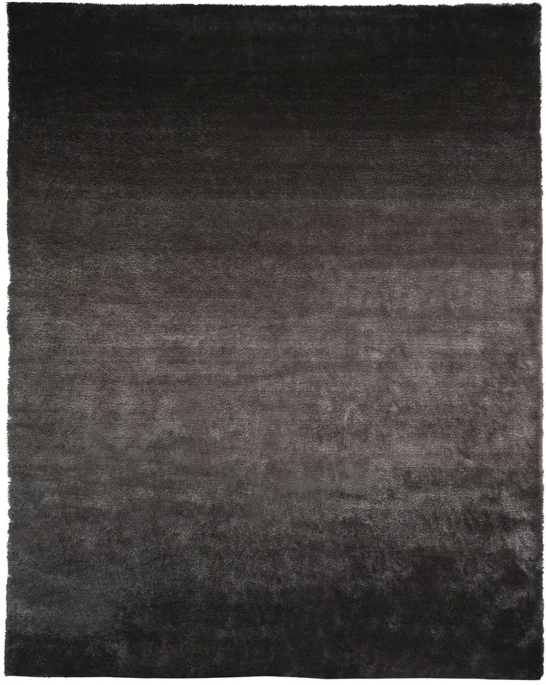 Gray And Black Shag Tufted Handmade Area Rug Photo 2