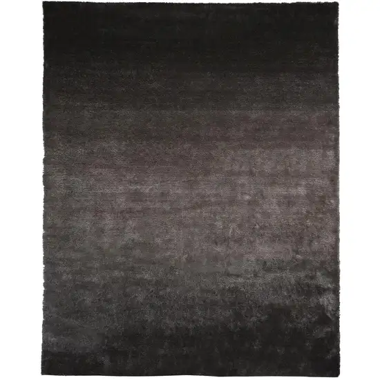 Gray And Black Shag Tufted Handmade Area Rug Photo 2