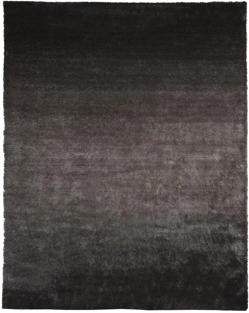 Gray And Black Shag Tufted Handmade Area Rug Photo 2