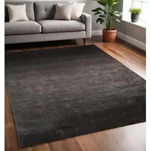 Photo of Gray And Black Shag Tufted Handmade Area Rug