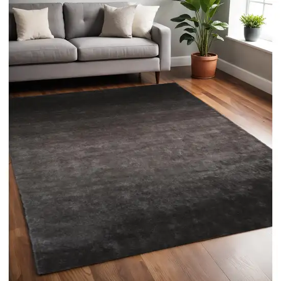 Gray And Black Shag Tufted Handmade Area Rug Photo 1