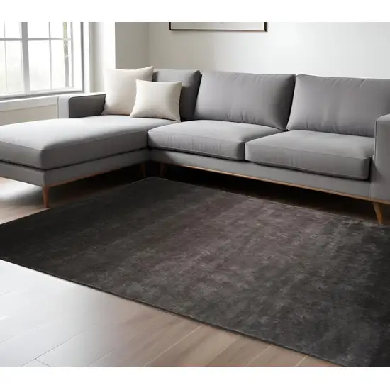 Gray And Black Shag Tufted Handmade Area Rug Photo 1