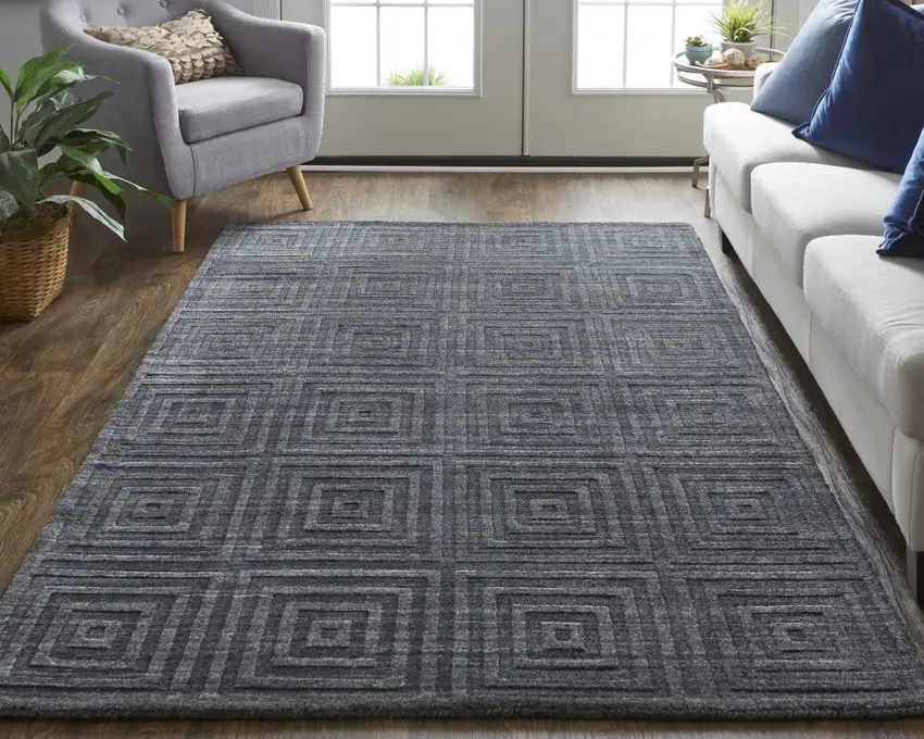 Gray And Black Striped Hand Woven Area Rug Photo 6