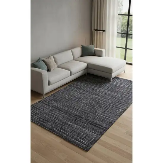 Gray And Black Geometric Hand Woven Area Rug Photo 1