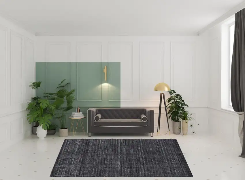 Gray And Black Striped Hand Woven Area Rug Photo 2