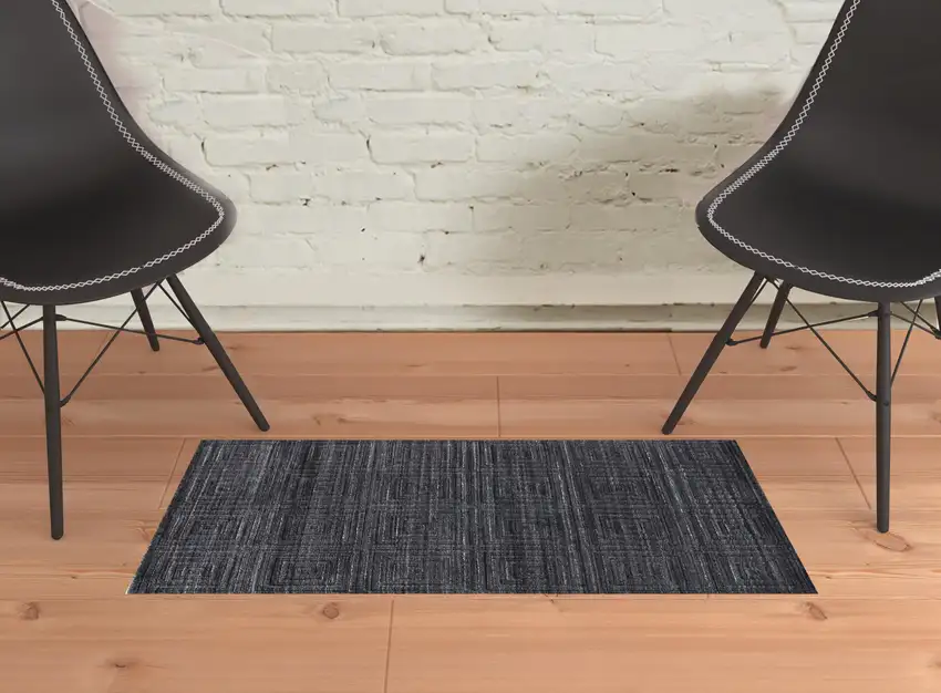 Gray And Black Striped Hand Woven Area Rug Photo 2