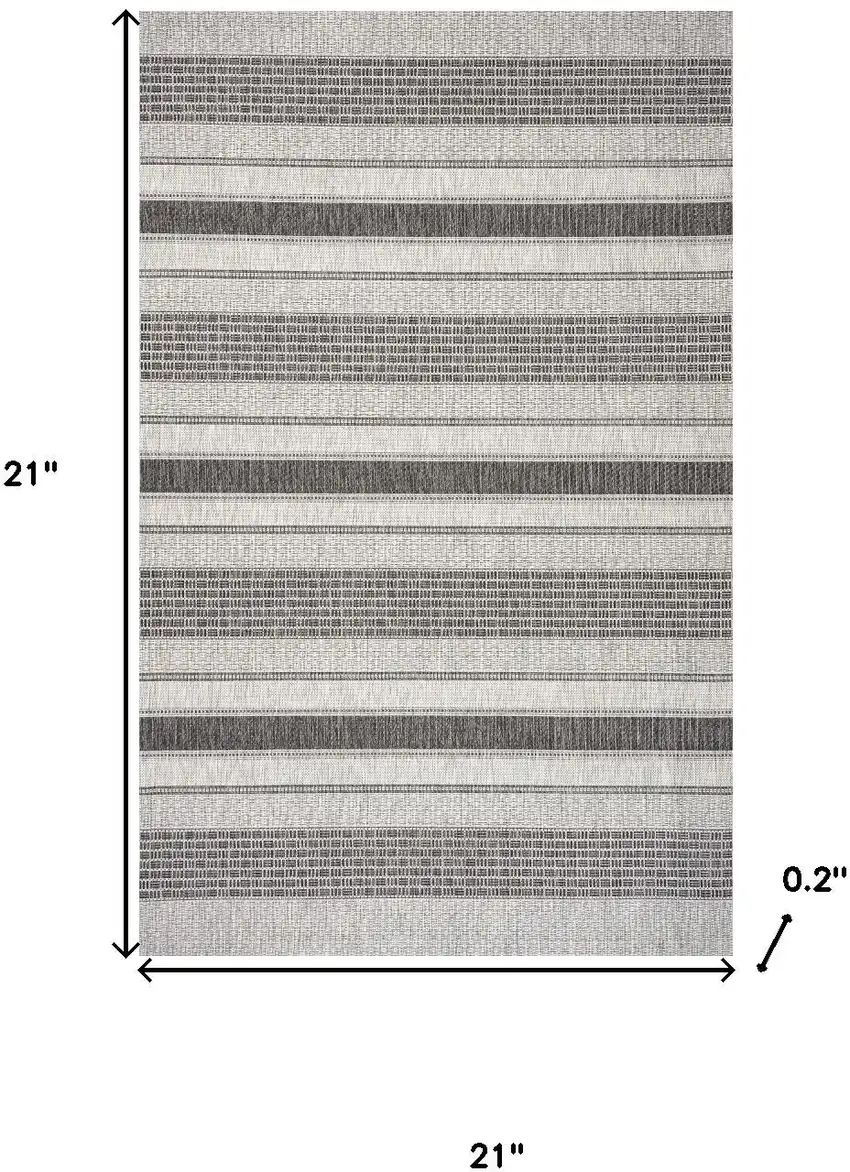 Gray And Black Striped Square Rug Photo 3