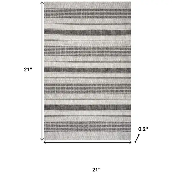 Gray And Black Striped Square Rug Photo 3