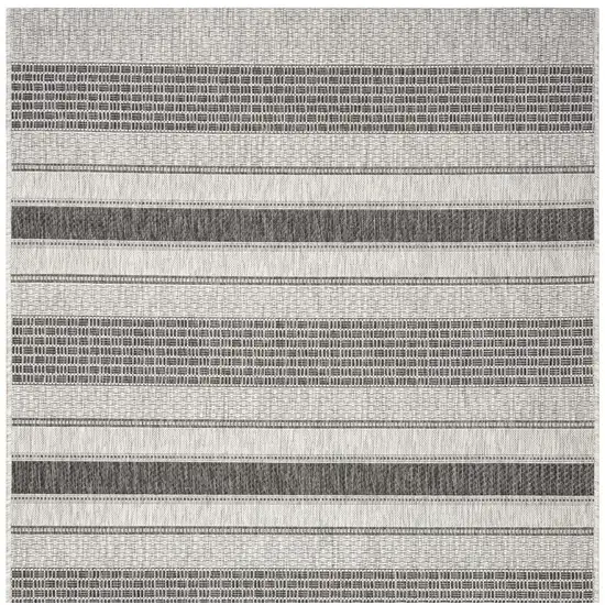 Gray And Black Striped Square Rug Photo 5
