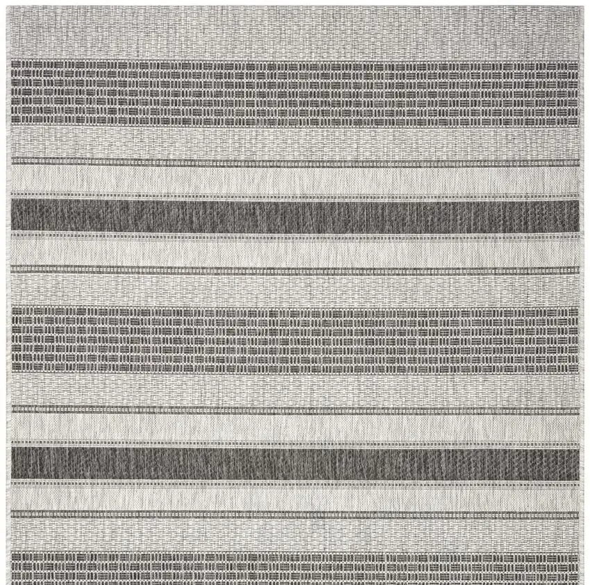 Gray And Black Striped Square Rug Photo 5