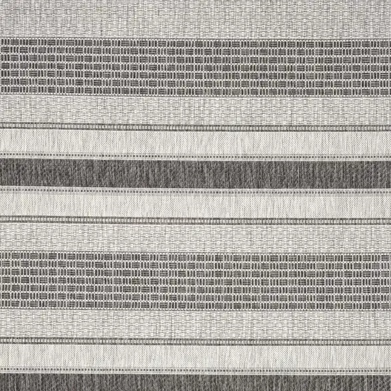 Gray And Black Striped Square Rug Photo 4