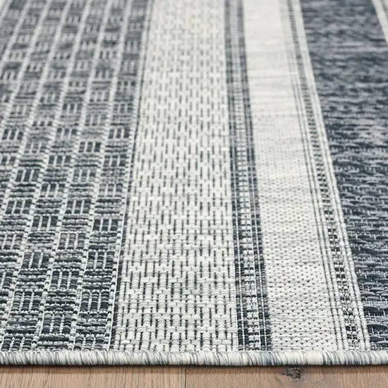 Gray And Black Striped Square Rug Photo 7