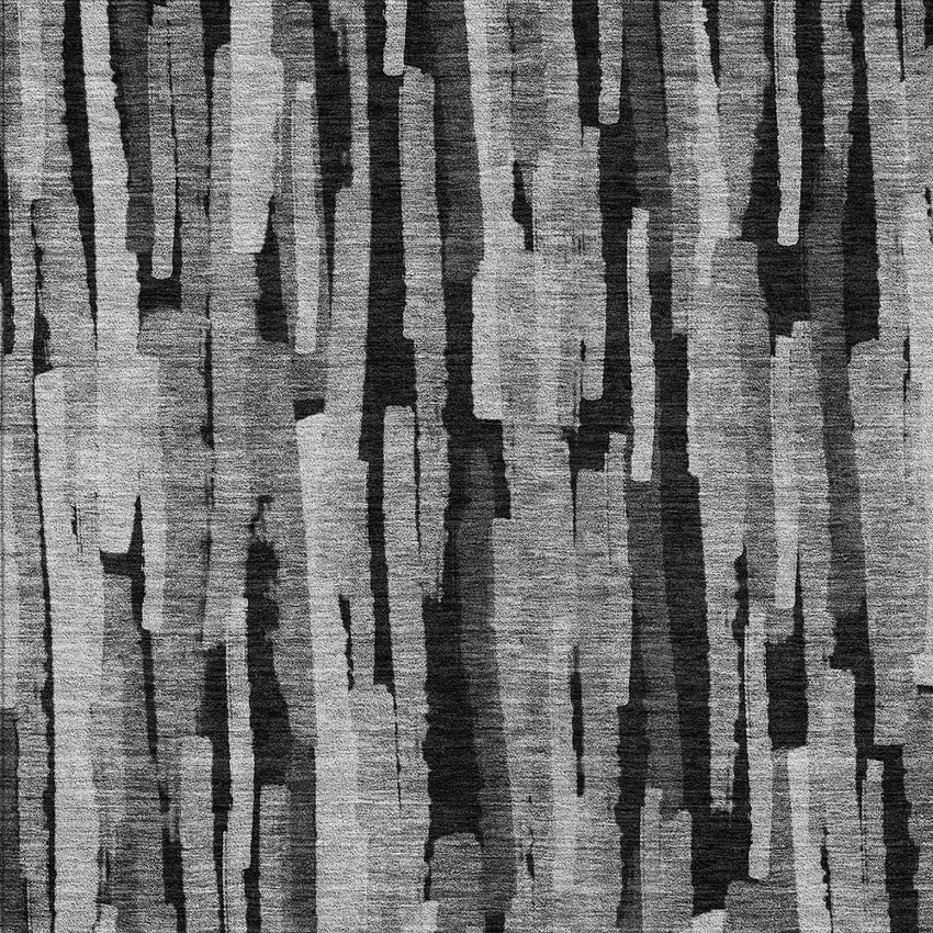 Gray And Black Striped Washable Indoor Outdoor Area Rug Photo 5
