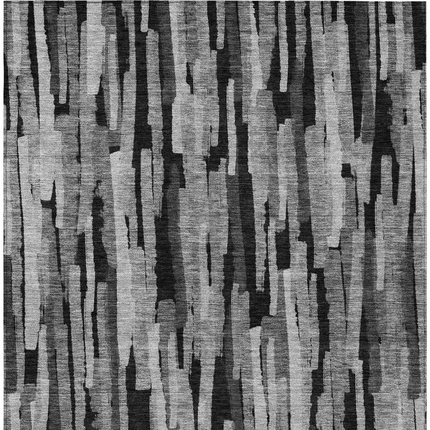 Gray And Black Striped Washable Indoor Outdoor Area Rug Photo 6