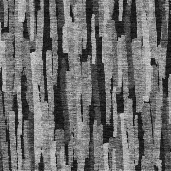 Gray And Black Striped Washable Indoor Outdoor Area Rug Photo 5