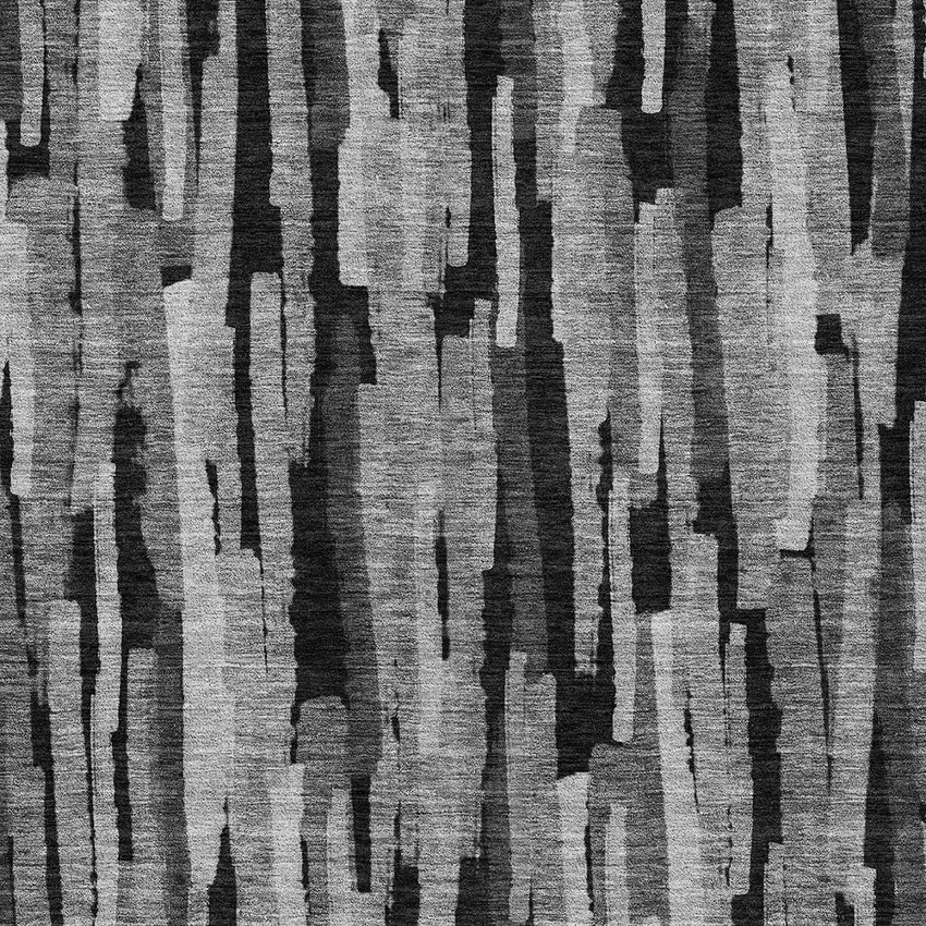 Gray And Black Striped Washable Indoor Outdoor Area Rug Photo 5