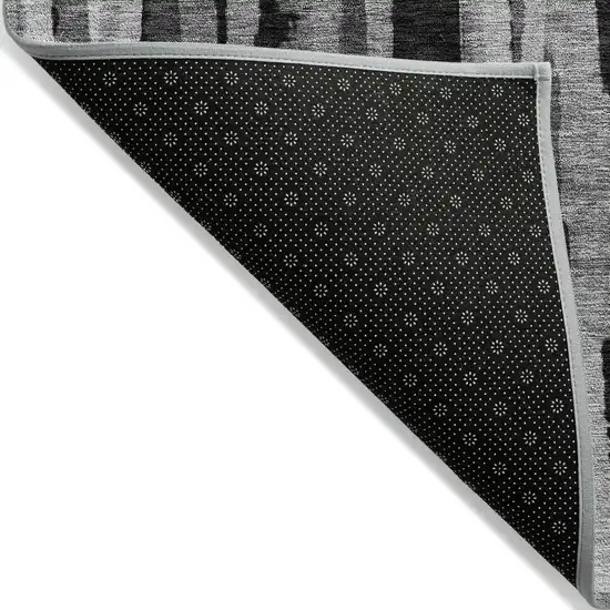 Gray And Black Striped Washable Indoor Outdoor Area Rug Photo 3