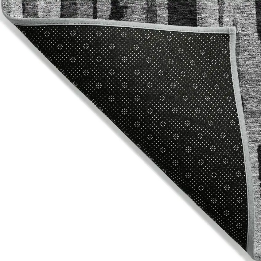 Gray And Black Striped Washable Indoor Outdoor Area Rug Photo 3
