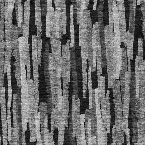 Gray And Black Striped Washable Indoor Outdoor Area Rug Photo 5