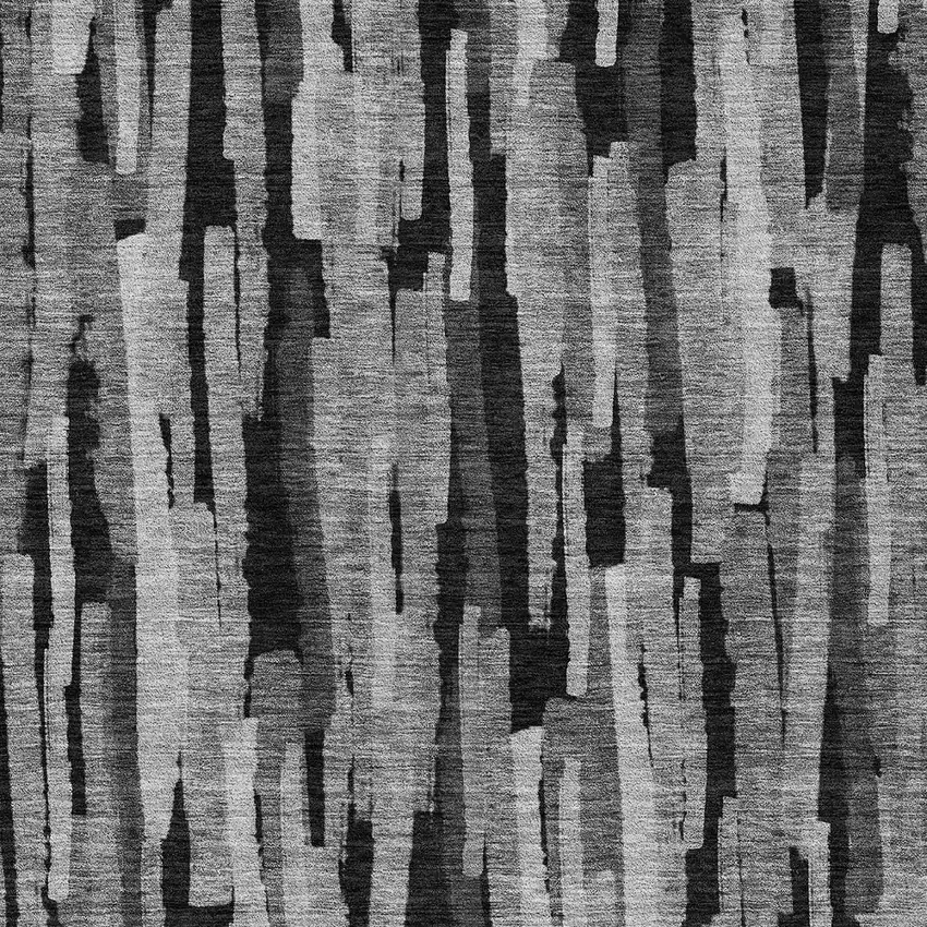 Gray And Black Striped Washable Indoor Outdoor Area Rug Photo 5