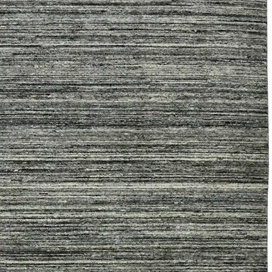 Gray And Black Wool Striped Hand Woven Area Rug Photo 8