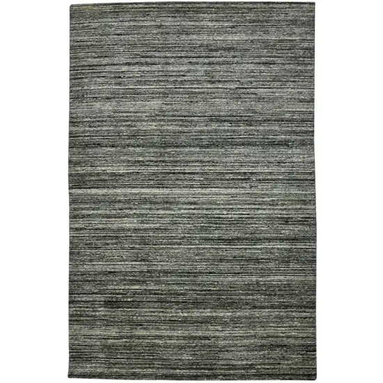 Gray And Black Wool Striped Hand Woven Area Rug Photo 3