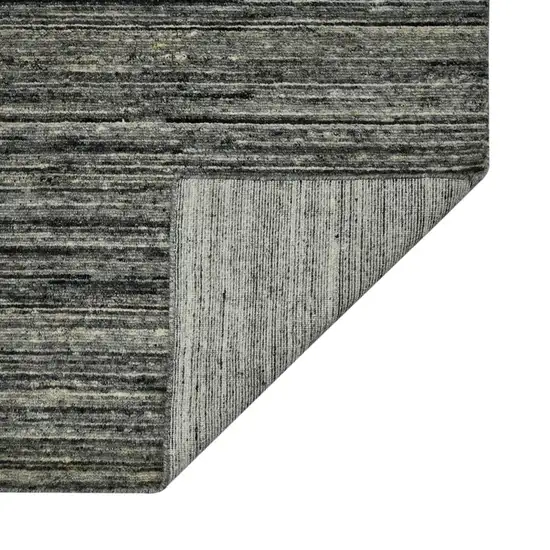Gray And Black Wool Striped Hand Woven Area Rug Photo 7
