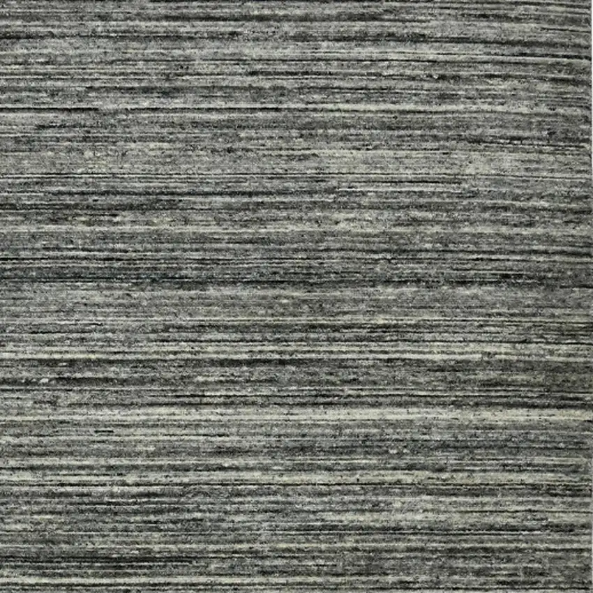 Gray And Black Wool Striped Hand Woven Area Rug Photo 4