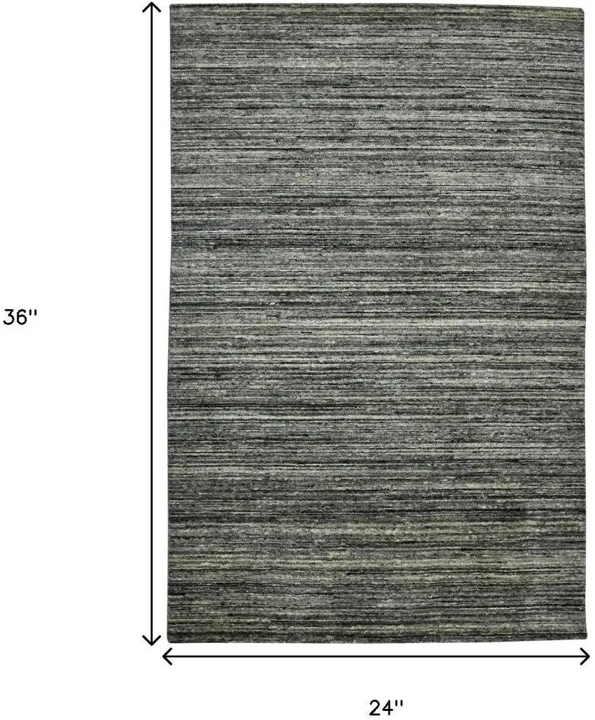 Gray And Black Wool Striped Hand Woven Area Rug Photo 3