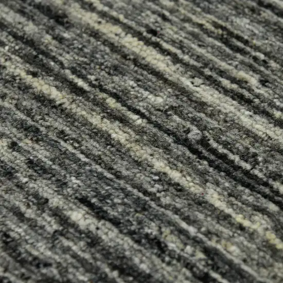 Gray And Black Wool Striped Hand Woven Area Rug Photo 9