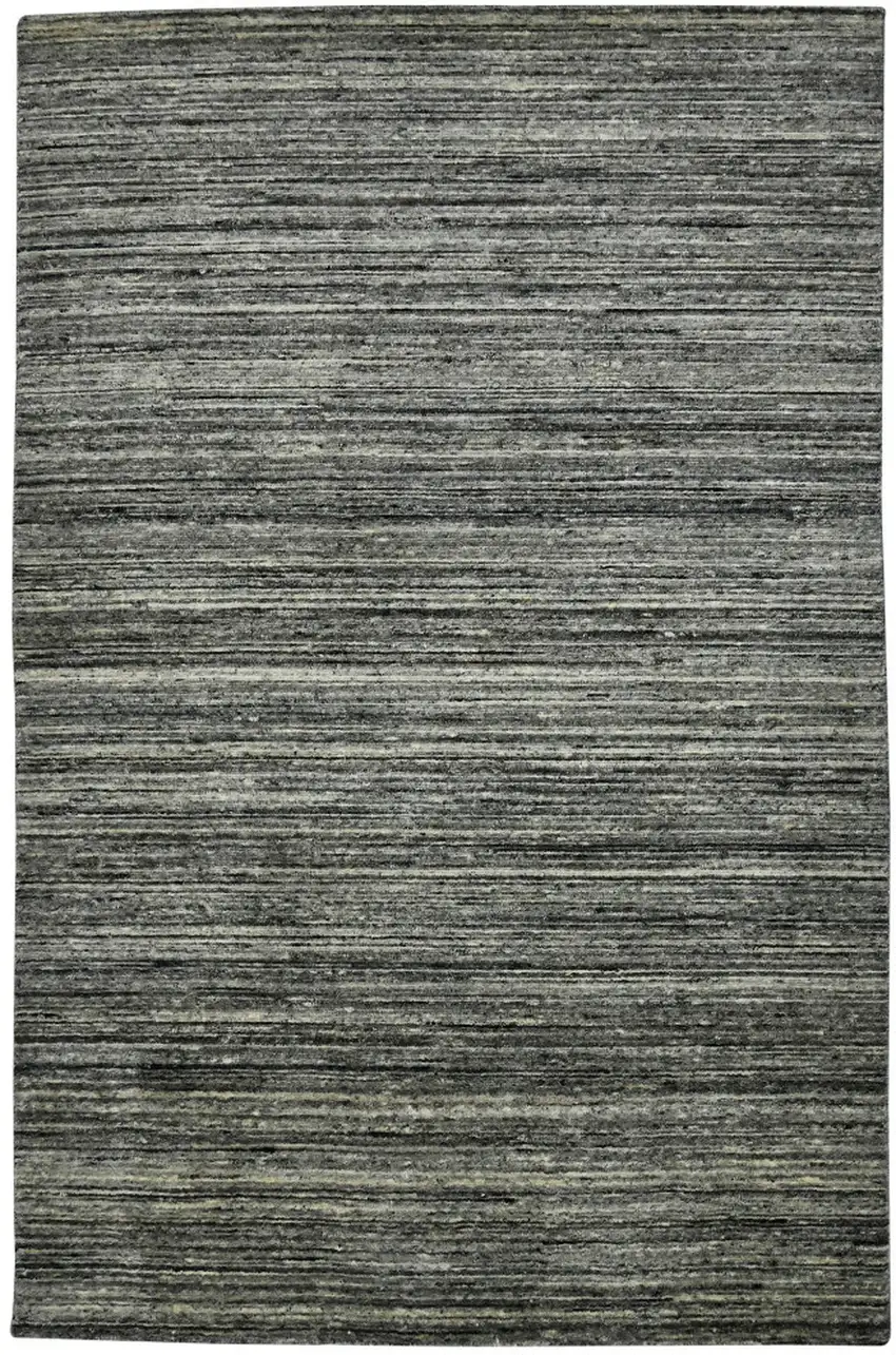 Gray And Black Wool Striped Hand Woven Area Rug Photo 2