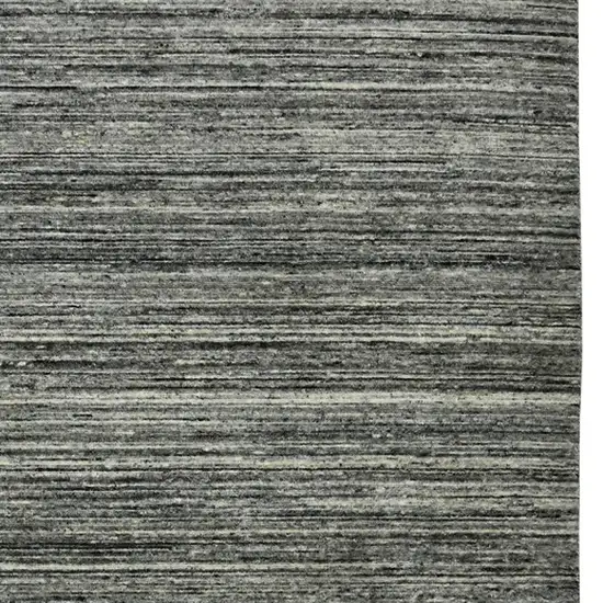 Gray And Black Wool Striped Hand Woven Area Rug Photo 6