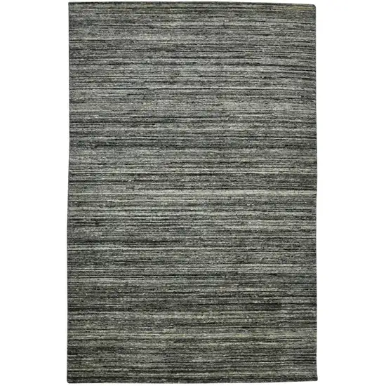 Gray And Black Wool Striped Hand Woven Area Rug Photo 4
