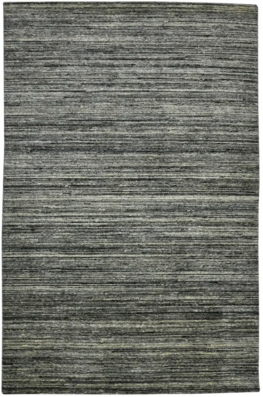 Gray And Black Wool Striped Hand Woven Area Rug Photo 4