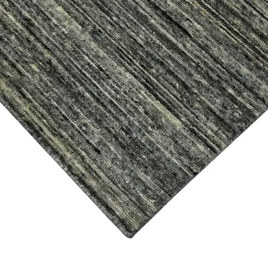 Gray And Black Wool Striped Hand Woven Area Rug Photo 4